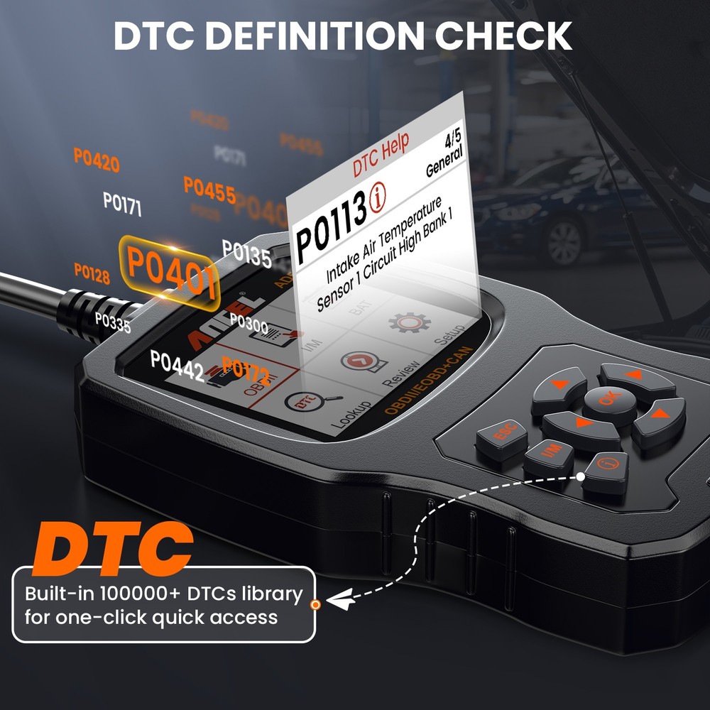 ANCEL AD530 OBD2 Code Reader Scanner Battery Test & Check Engine Diagnostic Tool
