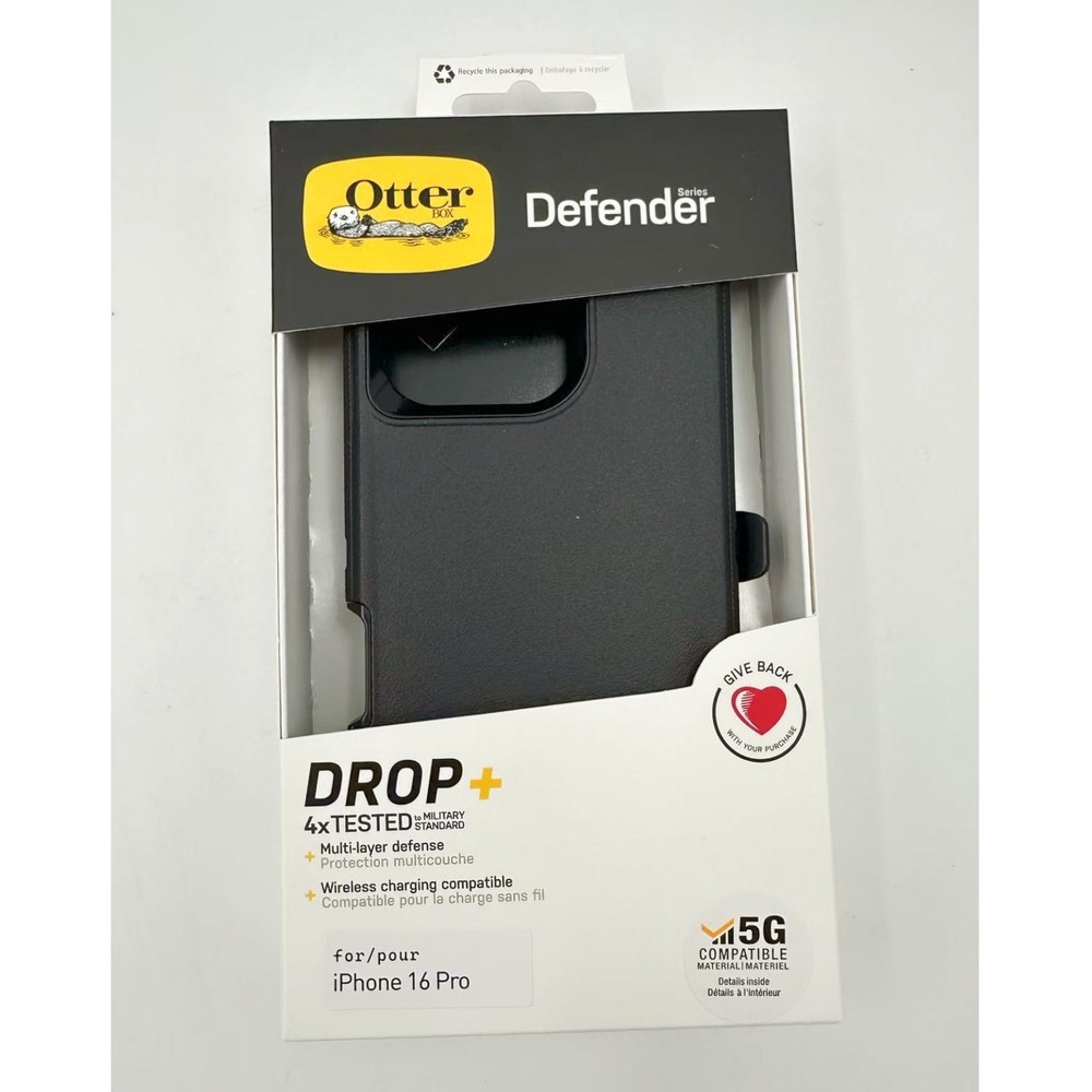 OtterBox Defender Case with Holster Case for (iPhone 16 Pro), Black Case