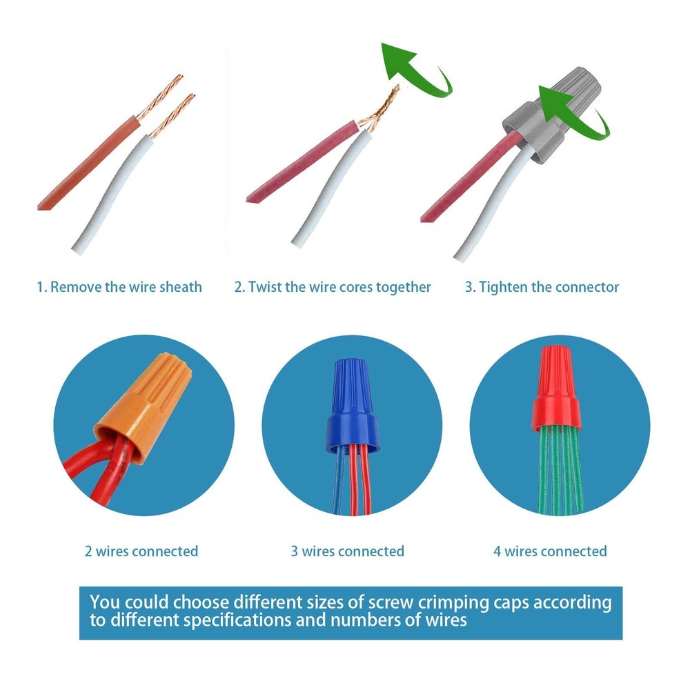 100 Pcs Electrical Wire Connectors Screw Terminals Spring Insert Twist Nuts
