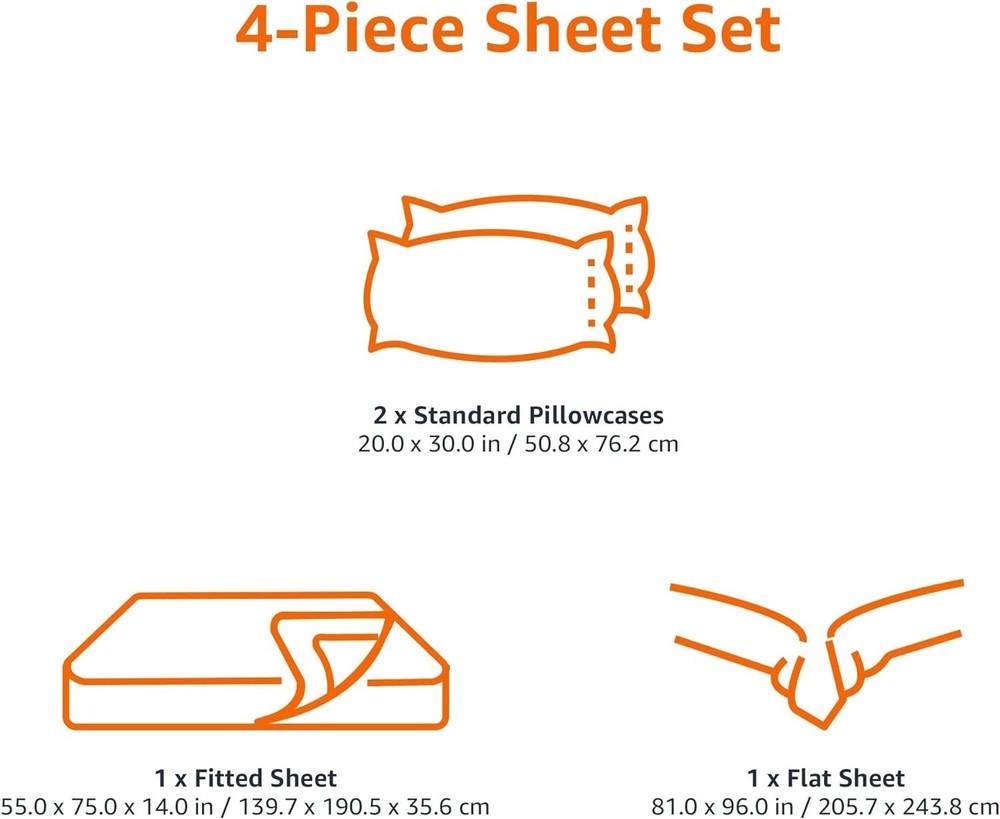 Amazon Basics Full 4-Piece Microfiber Sheet Set 14" Deep Pockets Bright White