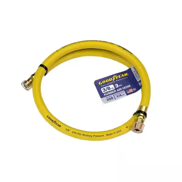 3 Ft. X 3/8 In. Rubber Whip Hose, Yellow