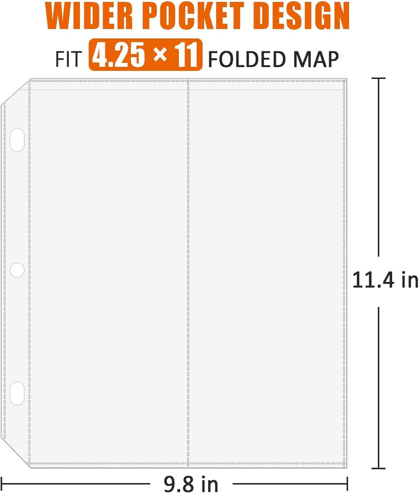 Folded Map Sleeves, Map Protector, Envelopes Page for 3-Ring Binders, Brochure H