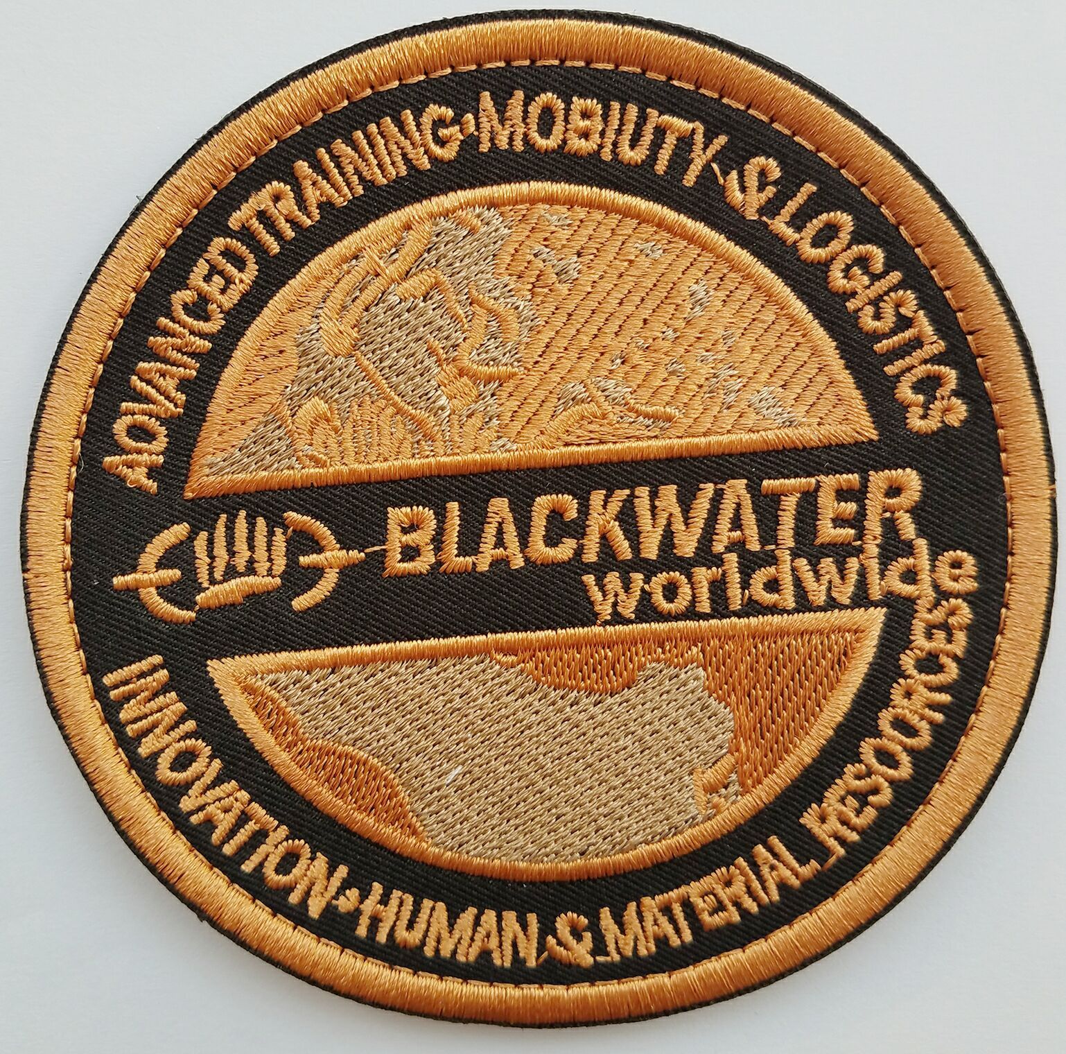 4" RARE CIA BLACKWATER WORLDWIDE OPERATOR TACTICAL HOOK LOOP PATCH BADGE TAN