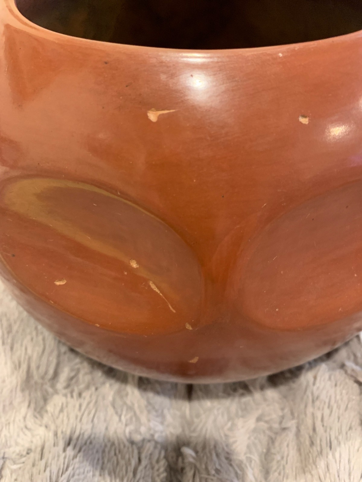 Signed Tina Garcia Santa Clara Redware melon bowl 70's