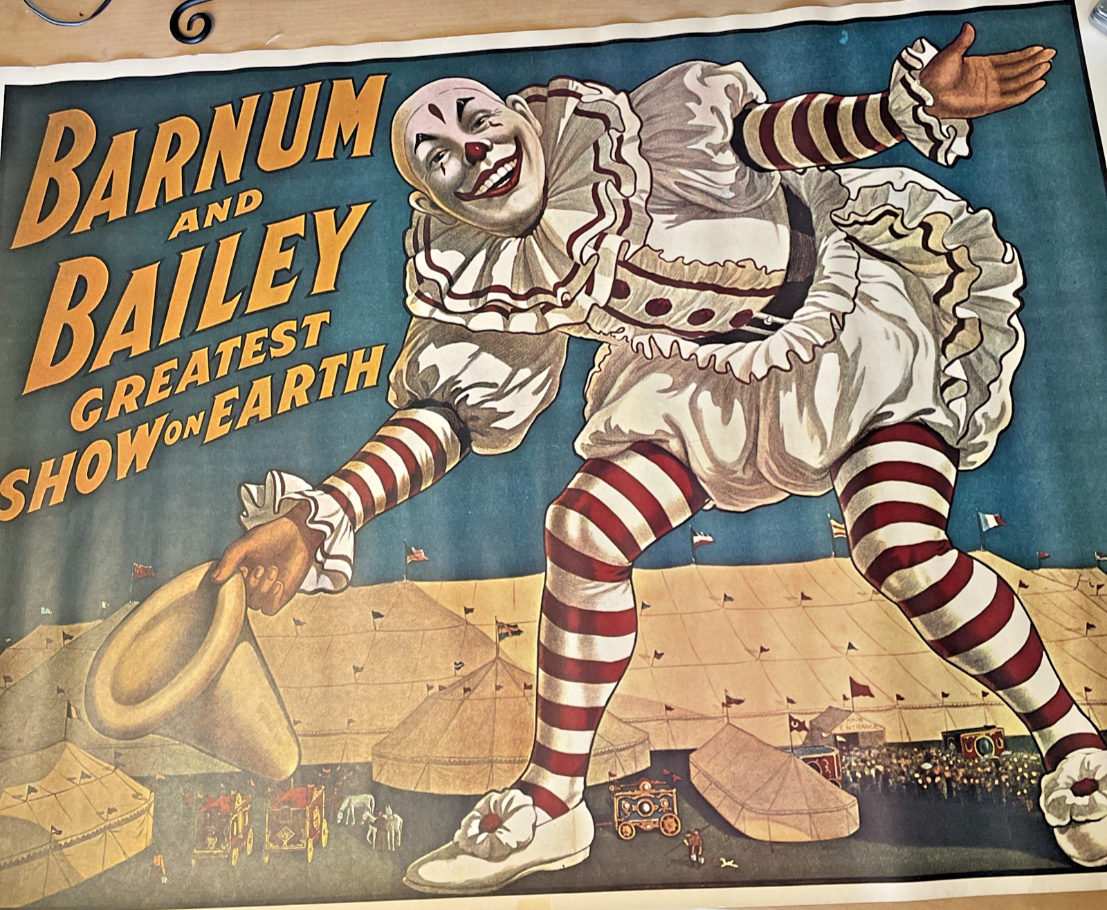 Barnum & Bailey Greatest Show On Earth Clown Circus Poster  1971 Reissue P-125