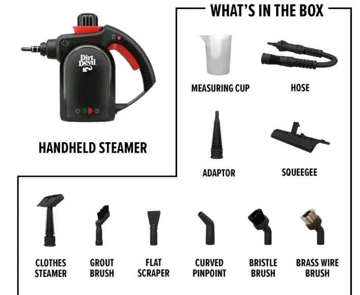 Portable 7-in-1 Corded Handheld Steamer with Multi-Surface Cleaning Tools