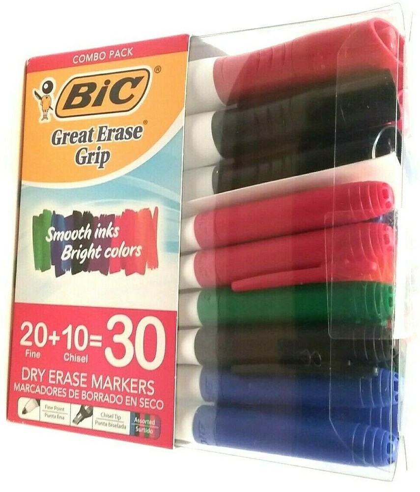 Dry Erase 30 Marker Combo Pack 20 Fine Point, 10 Chisel Tip