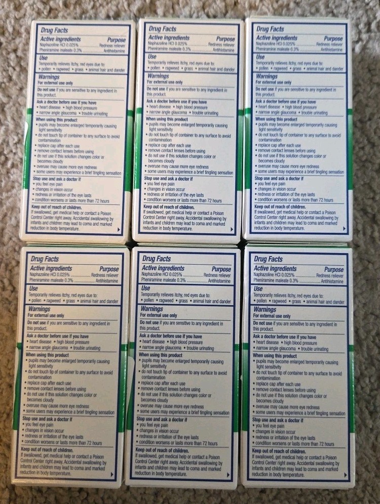 (6) Visine Allergy Eye Relief Multi-Action Antihistamine Redness Reliever Drops