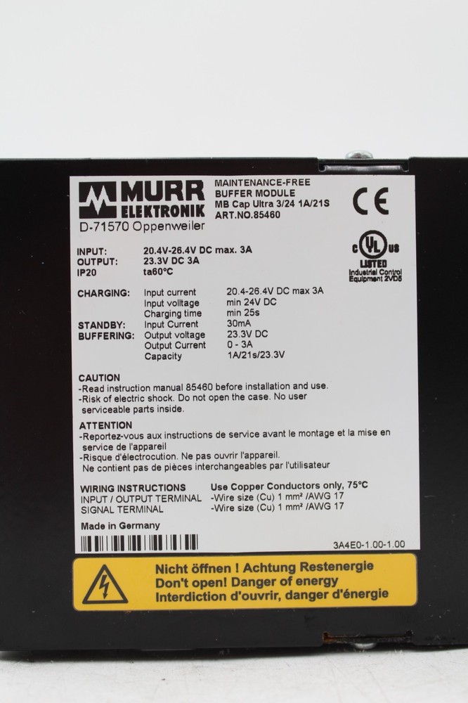 Murr Elektronik 85460 Din Rail Mount Buffer Module