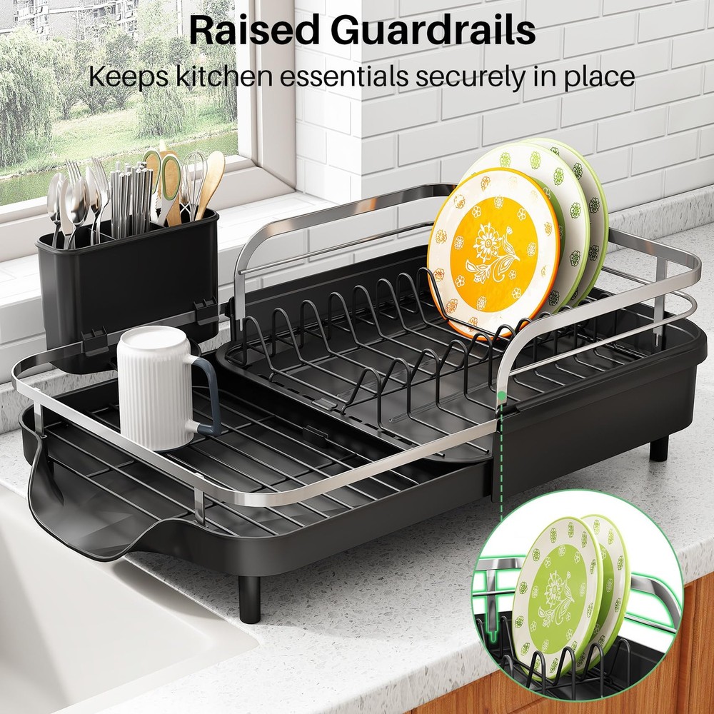 Dish Drying Rack - Expandable Dish Rack for Kitchen Counter, Rust-Resistant D...