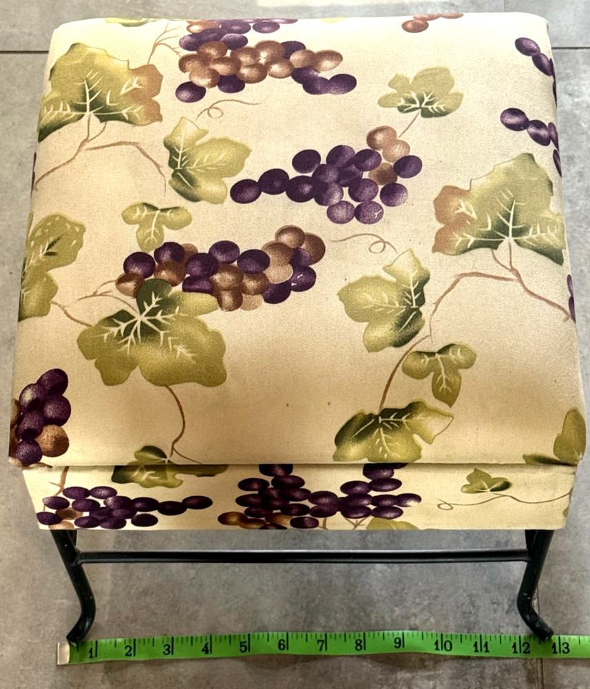 Grapevine Wrought Iron Padded Footstool Sewing Craft Storage Box