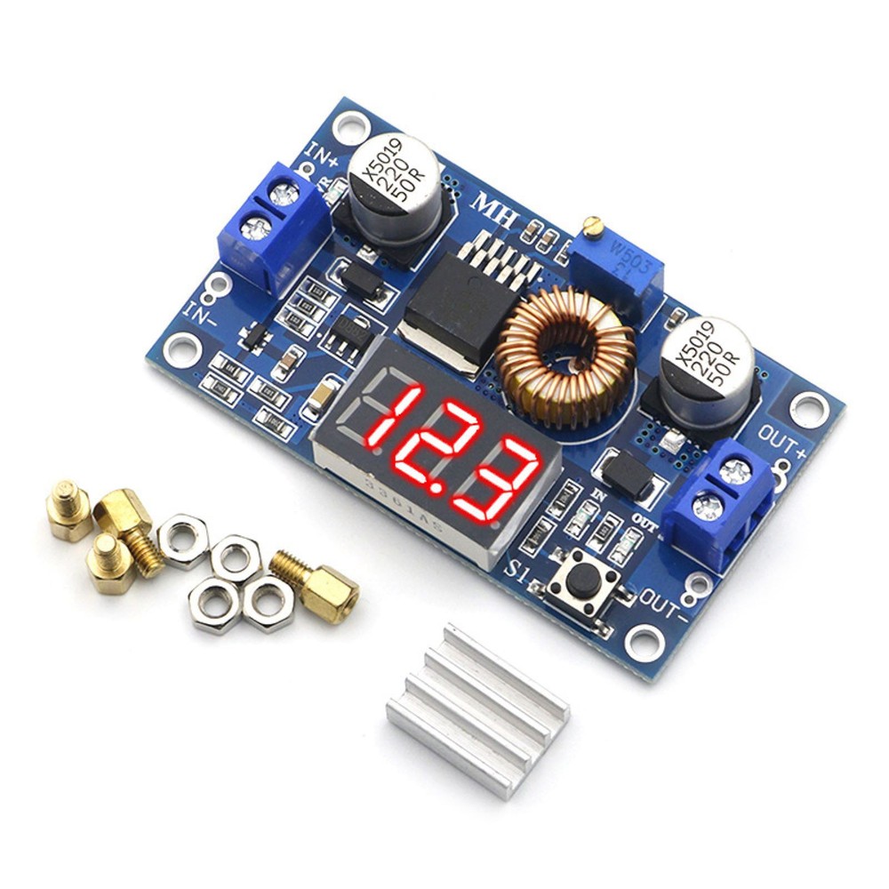 Voltmeter Heatsink Standoffs DC-DC Step Down 5A Adjustable New High Efficiency