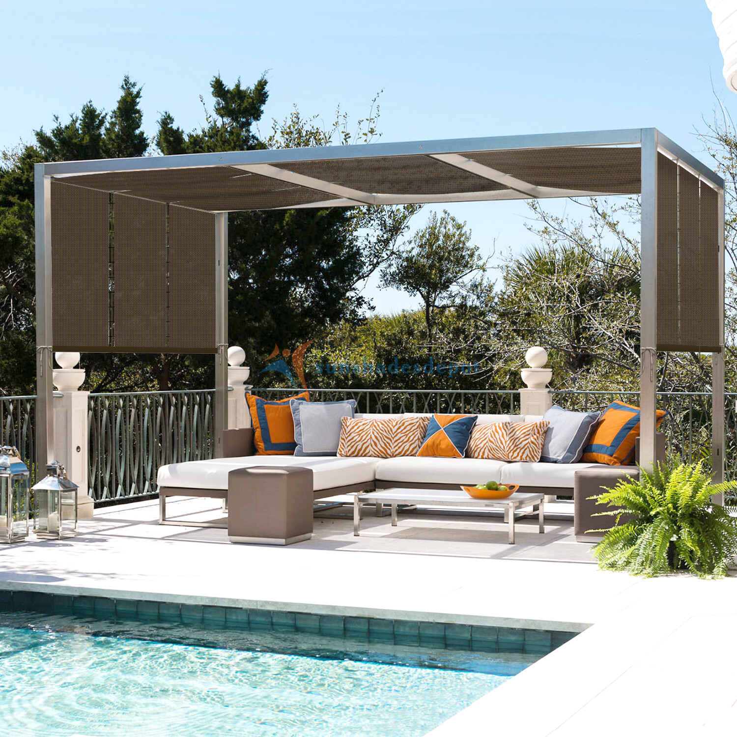 Sun Shade Sail 180GSM Straight Edge Shelter Canopy Cover Garden Outdoor Brown