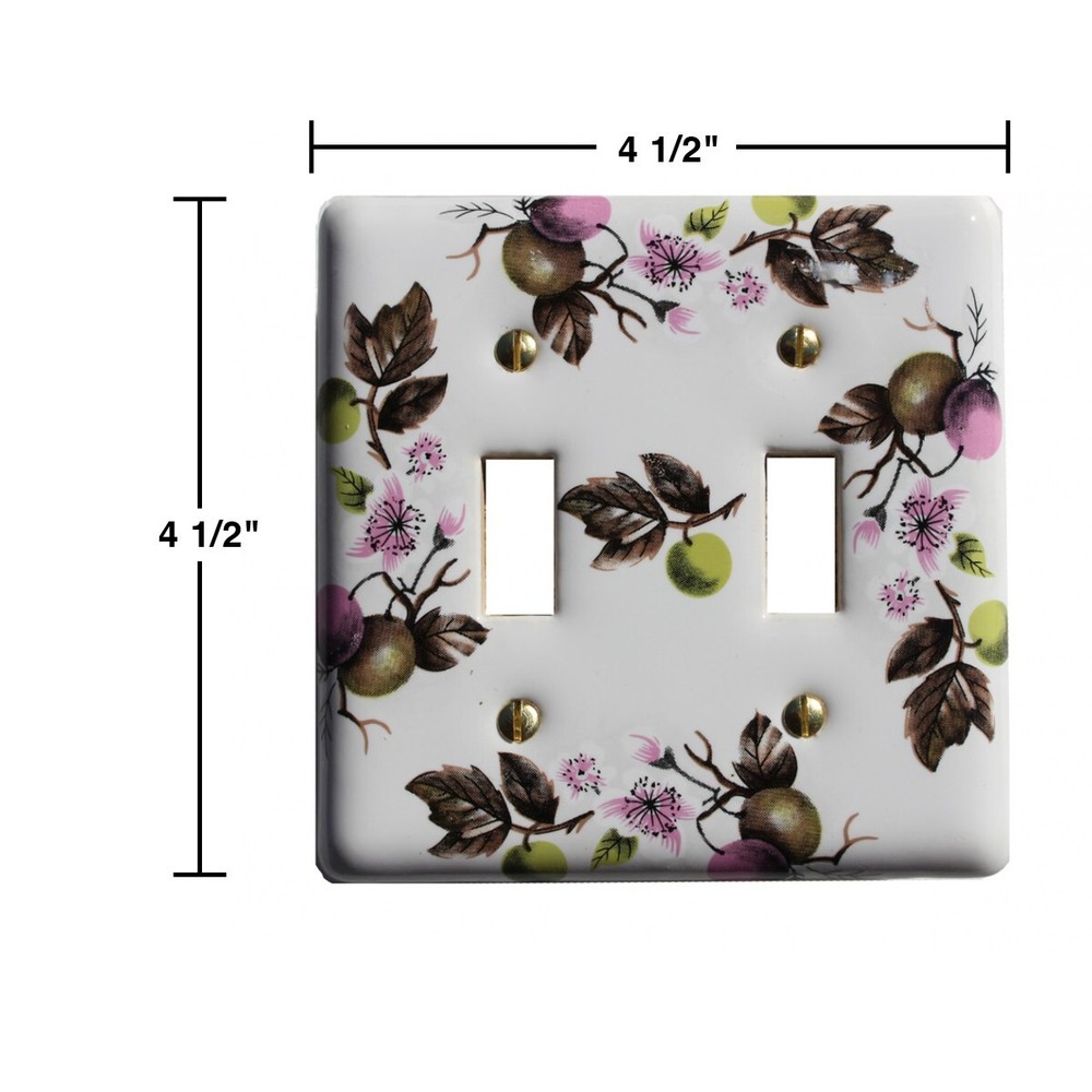 Switch Plate White Porcelain Apple Tree 2 Toggle Switch | Renovator's Supply