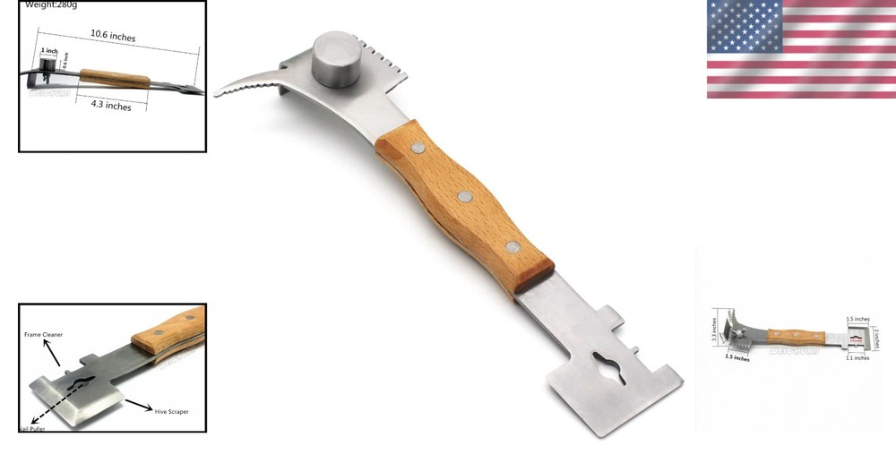 Efficient Hive Maintenance Tool: Multifunction Stainless Steel Beekeeper Scraper