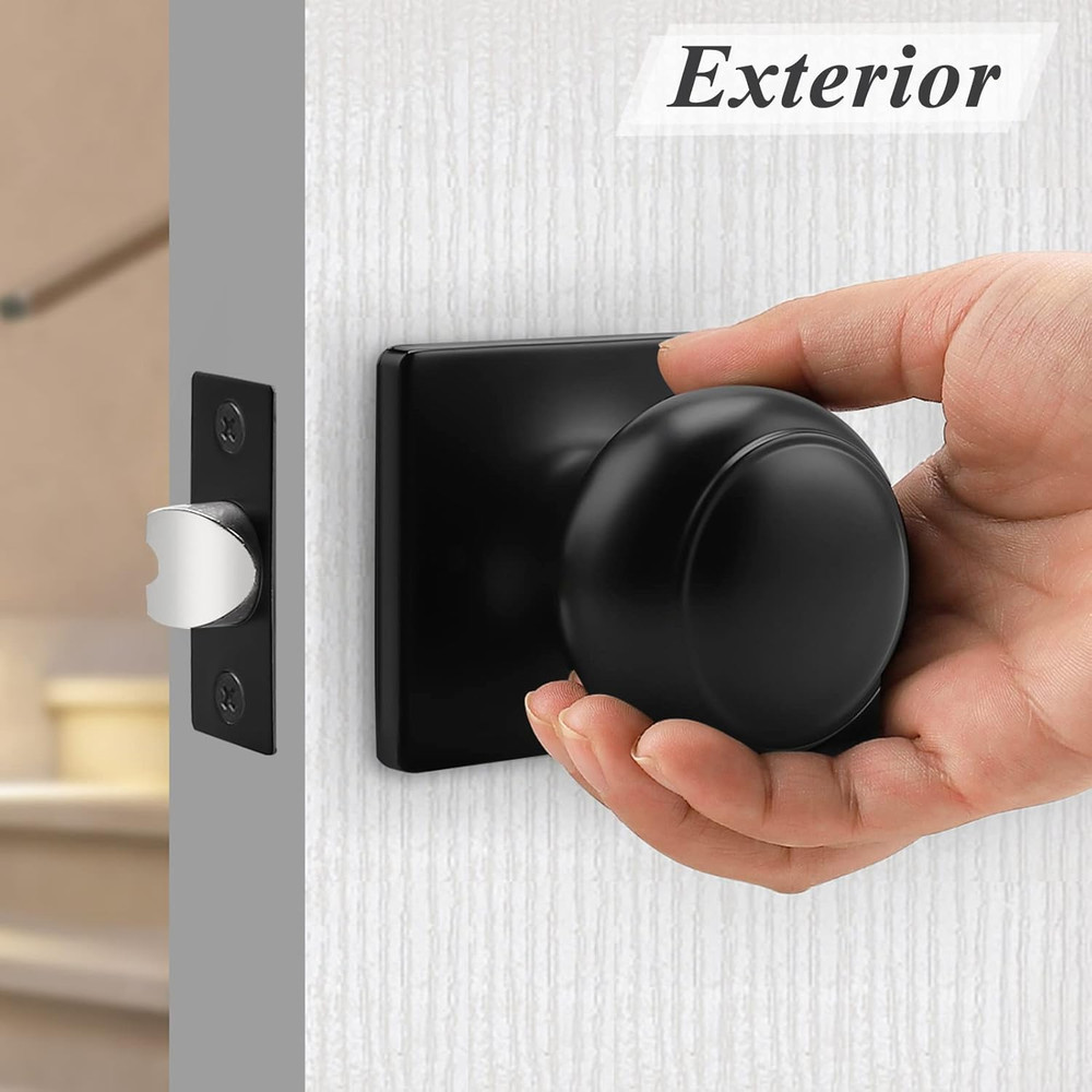 Colonial Passage Door Knobs Black Interior Non-Locking Door Handles for Hall/Clo