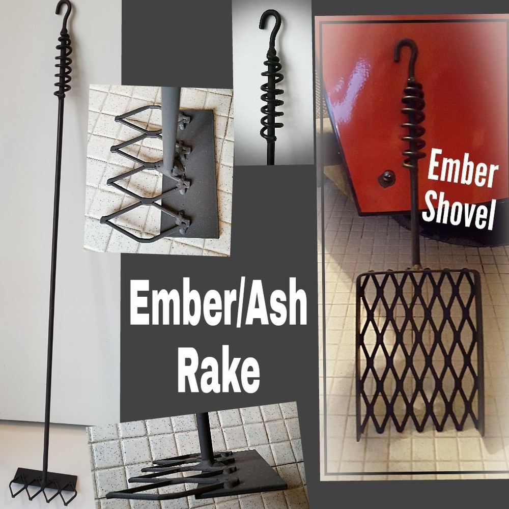 Combo Fireplace/Box Ember Shovel & Ember/Ash Rake ,Custom Length,Blacksmith made