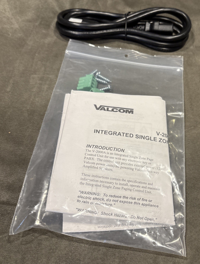 VALCOM V-2000A INTEGRATED SINGLE ZONE PAGE SYSTEM V2000A 1 ZONE ONE WAY NEW