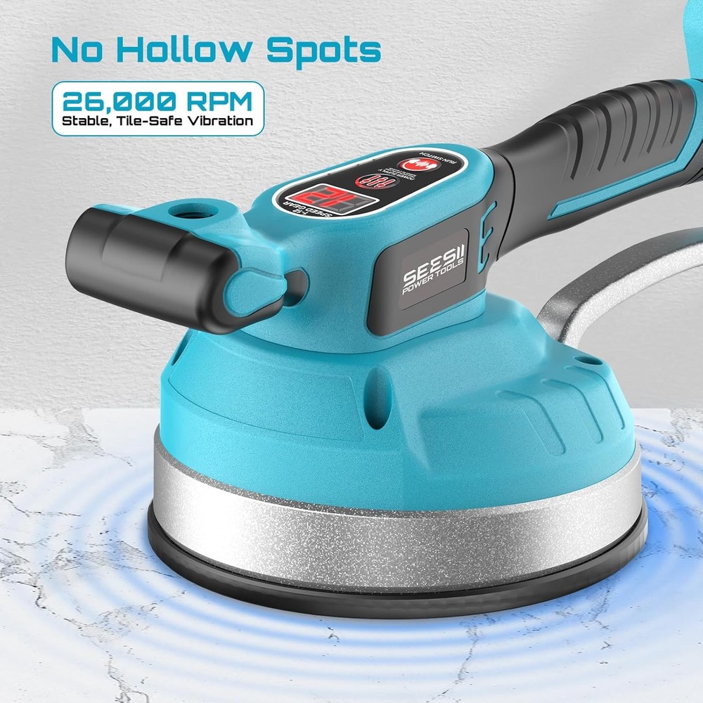 Seesii Tile Vibration Tools 2*Battery 350LB Suction Cup Tile Vibration Machine