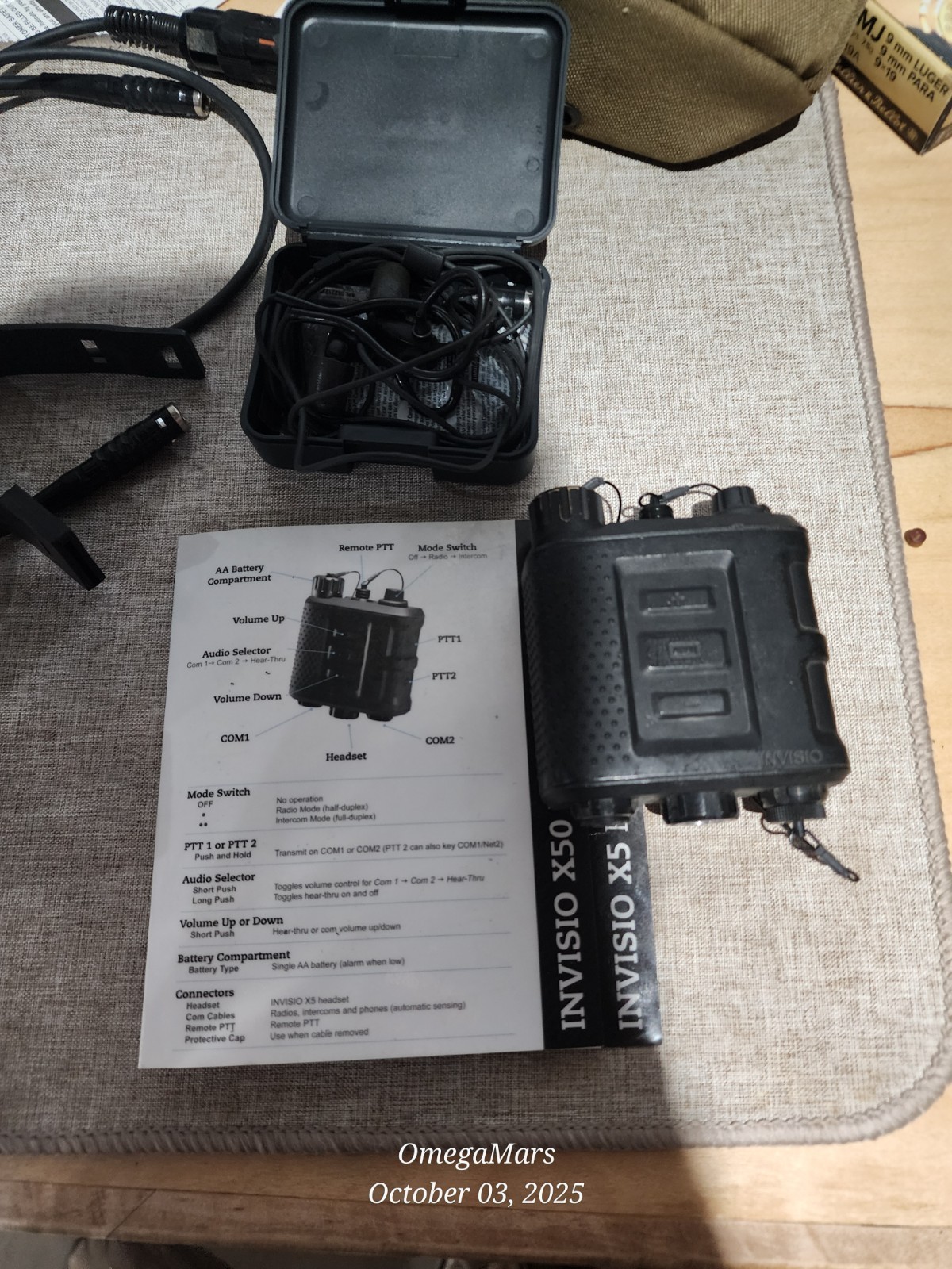 Invisio X50 TEA Dual Comm Digital Bone Conduction In-Ear Headset PTT Kit