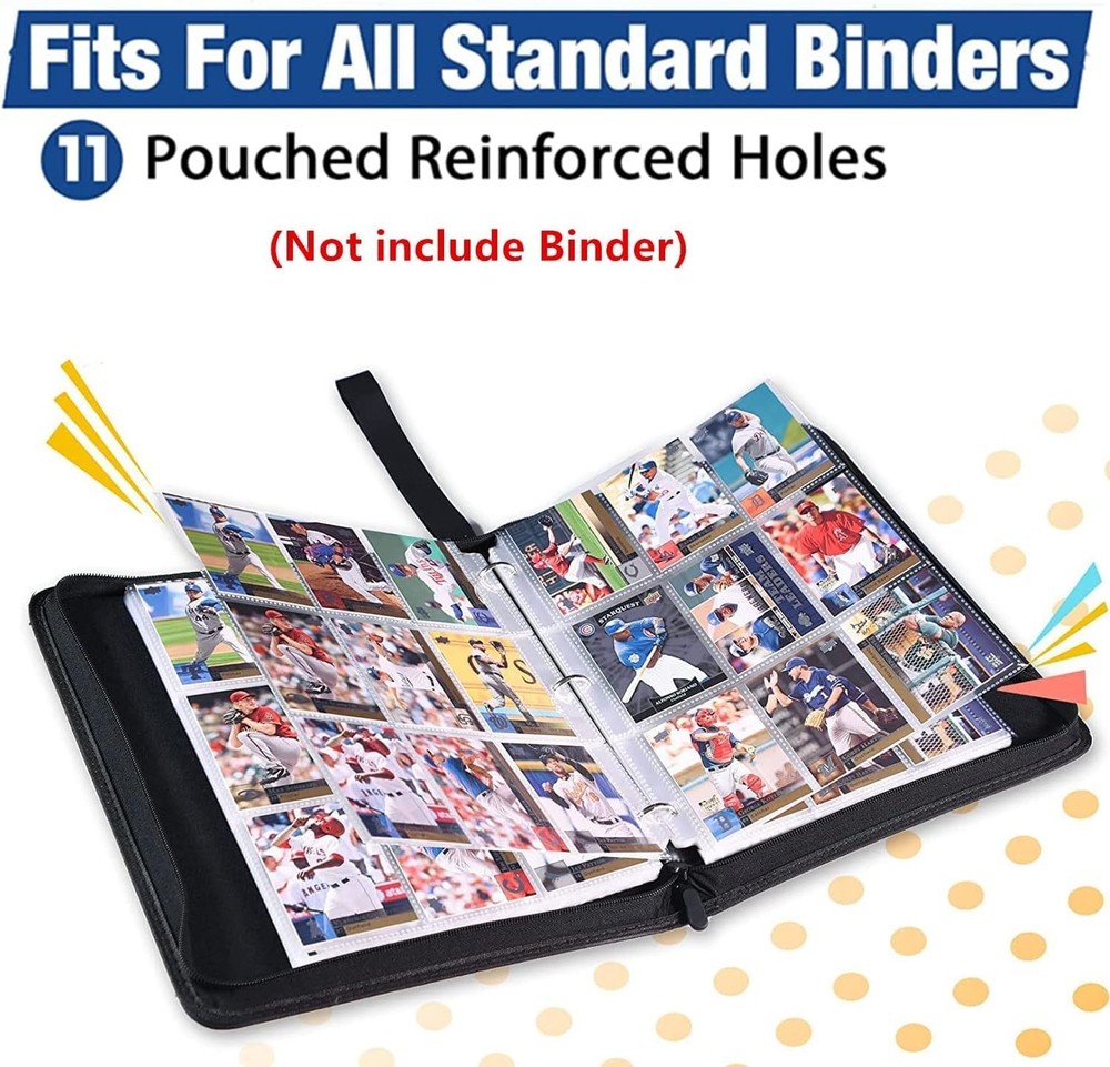 900 Pockets Binder Sheets, Top Loading Trading Card Pages for 3 Ring Bin