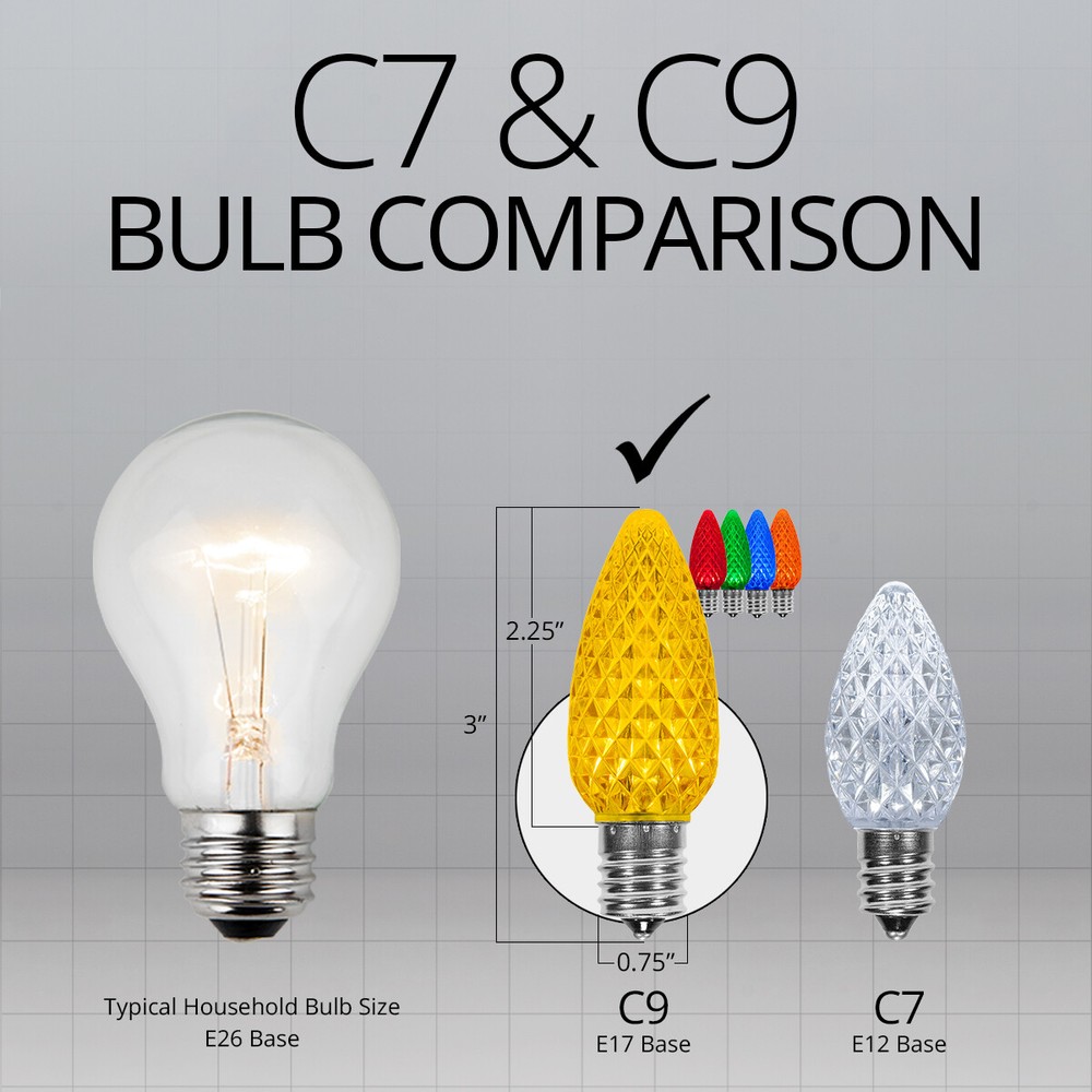 OptiCore C9 LED Twinkle Shatterproof Christmas Lights Replacement Bulbs 25 Pack