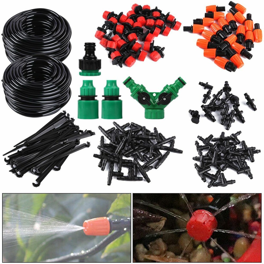 100FT 50FT Auto Drip Irrigation System Kit Timer Micro Sprinkler Garden Watering