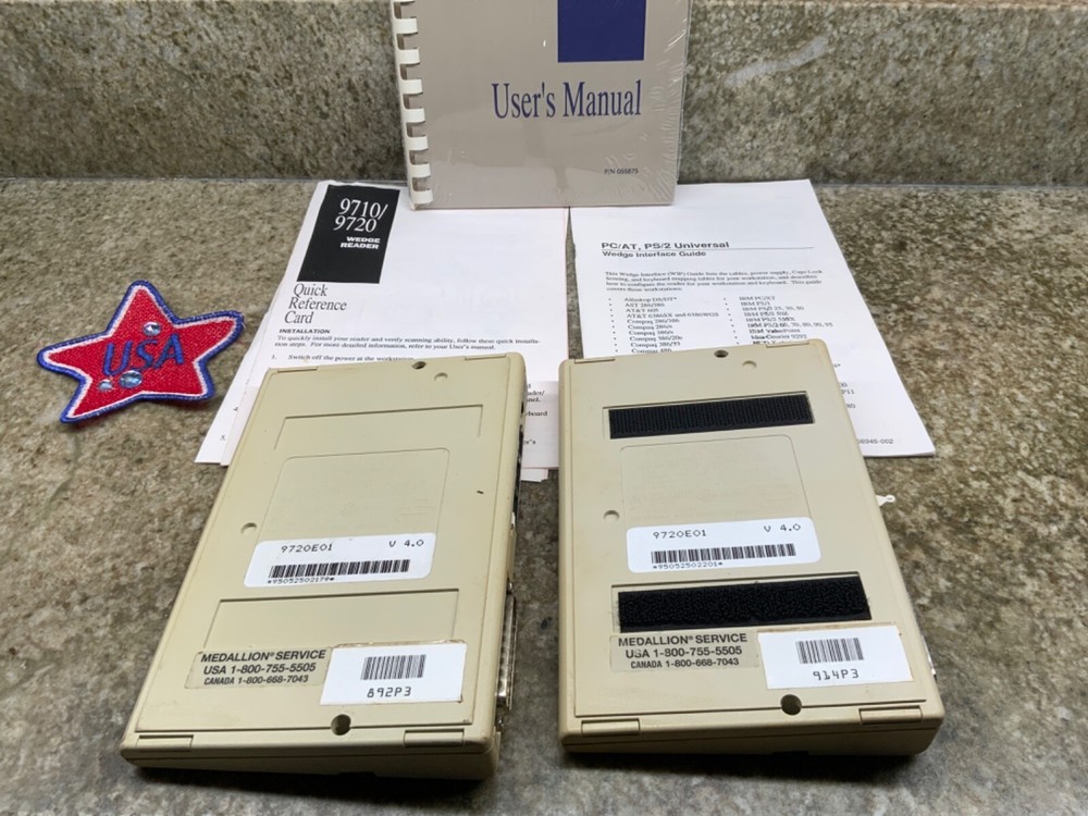 Set of 2 Intermec Wedge Reader 9720 with Quick Reference Card & Users Manual
