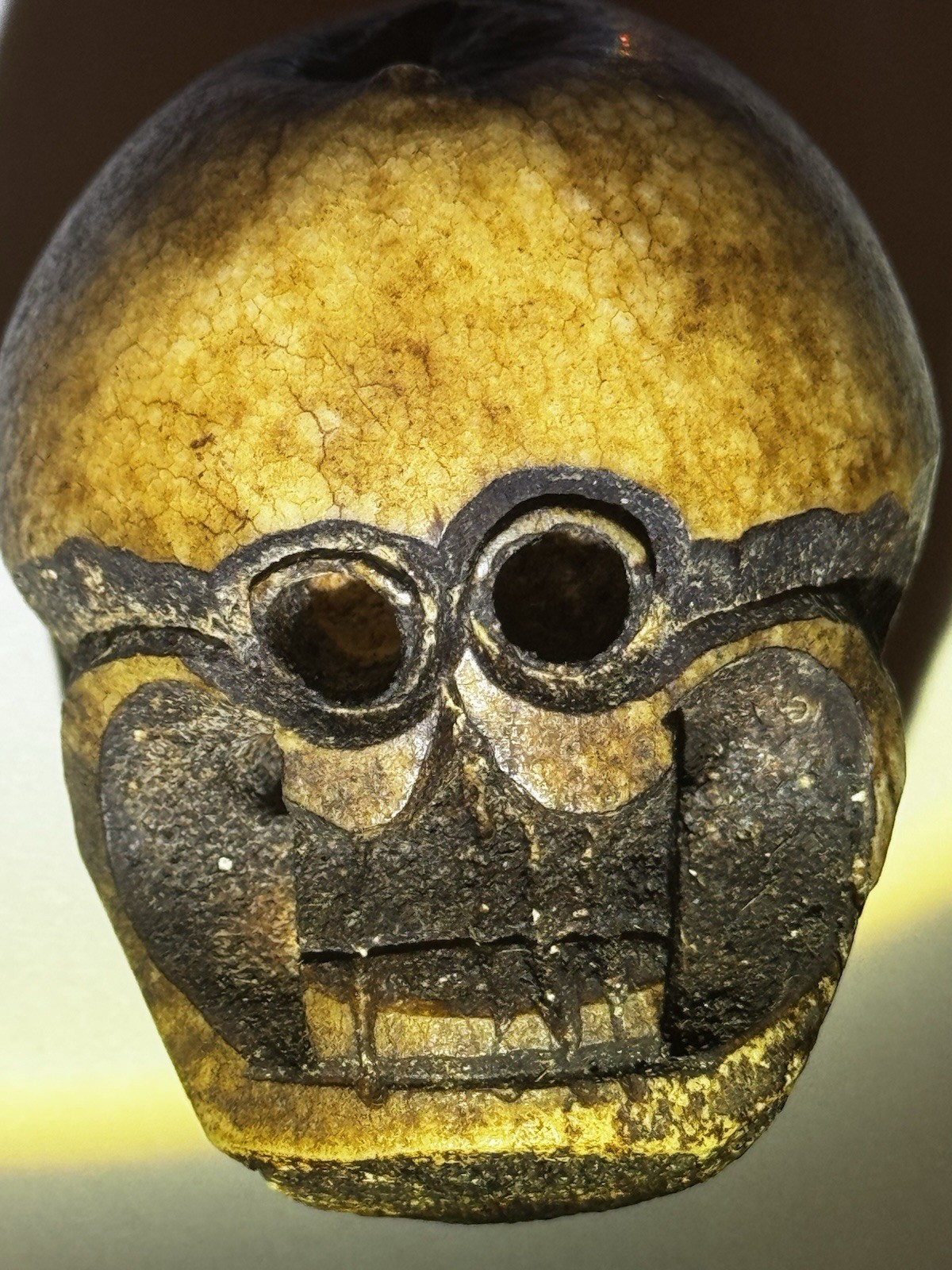 Oddity Hand Carved Tibetan Style Skull Bead Pendant Amulet Charm 2.5”