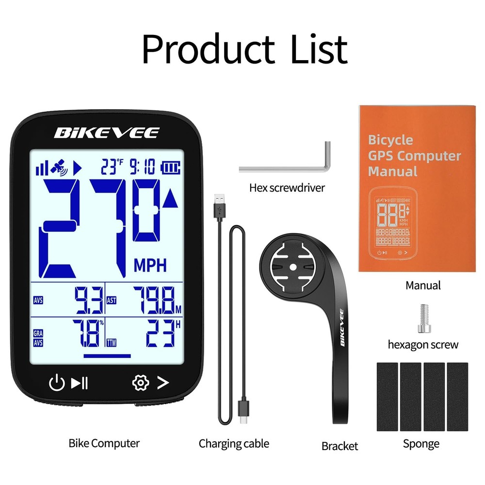 Bike Speedometer GPS Wireless Cycling Computer – Auto Start/Stop, Auto Bac