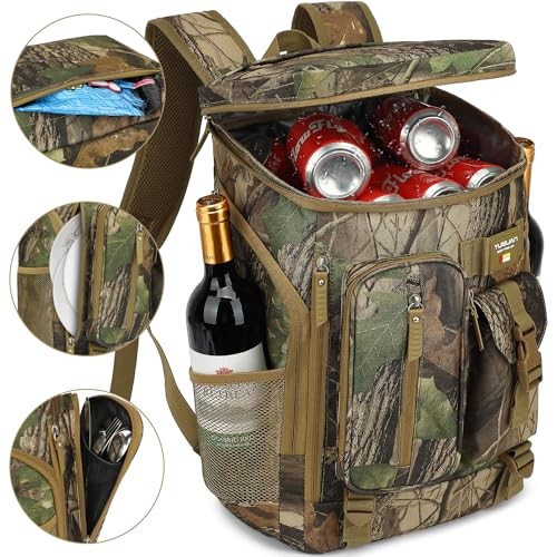 Cooler Backpack 36 Cans Insulated Leak Proof Lightweight Lunch Backpack Camo