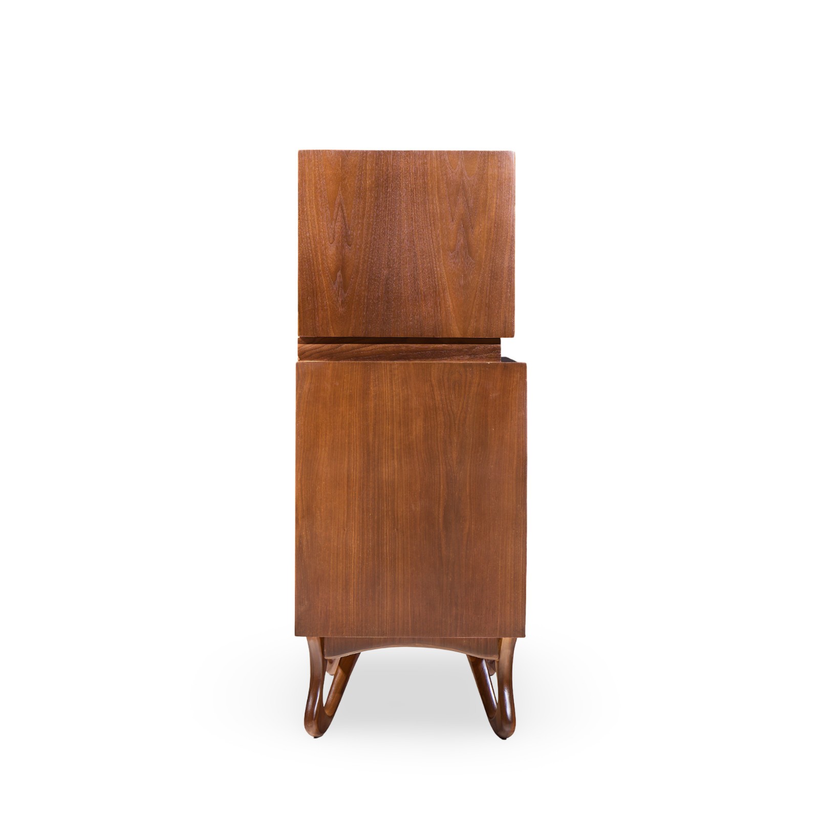 Vladimir Kagan Style Mid Century Sculpted Walnut Highboy Dresser