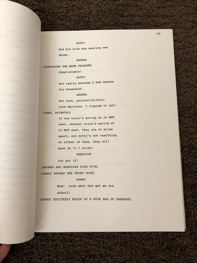 ORIGINAL SCRIPT Warner Bros. 1993 "TWO PLUS TWO EQUALS THREE" Walker Widdoes