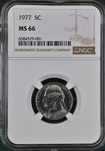 1977 Jefferson Nickel NGC MS 66
