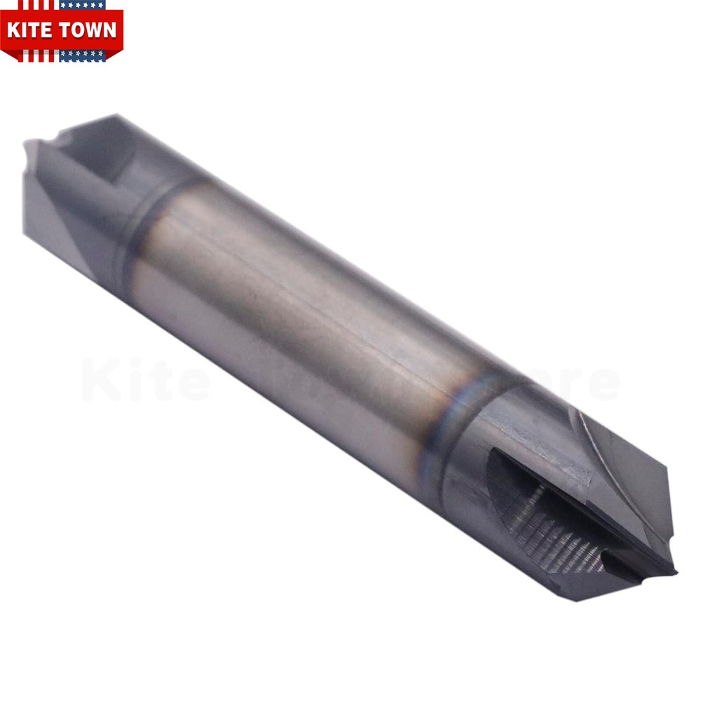 1/2" 4 Flute 90 Degree Solid Carbide Chamfer Mill - Double End - AlTiN Coated
