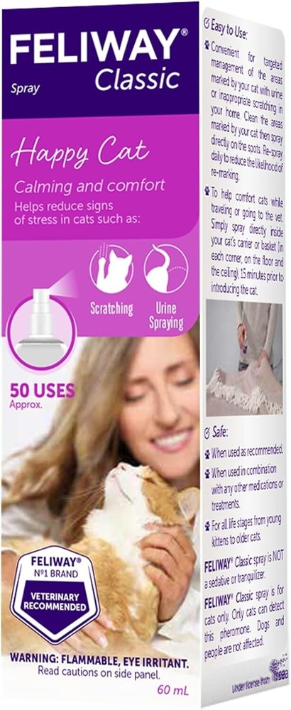 Vet-Recommended Cat Calming Pheromone Spray - 60 mL Stress Relief Solution