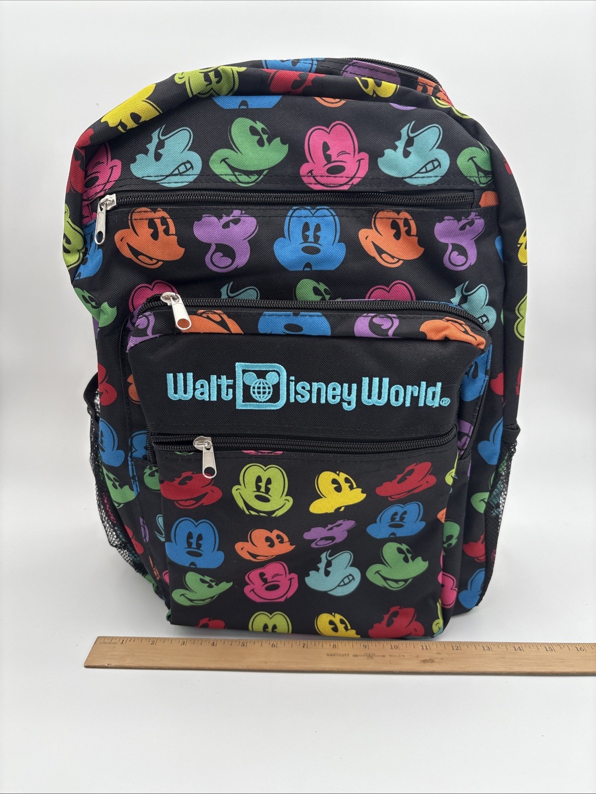 Walt Disney World Park Mickey Mouse All Over Black Backpack Large