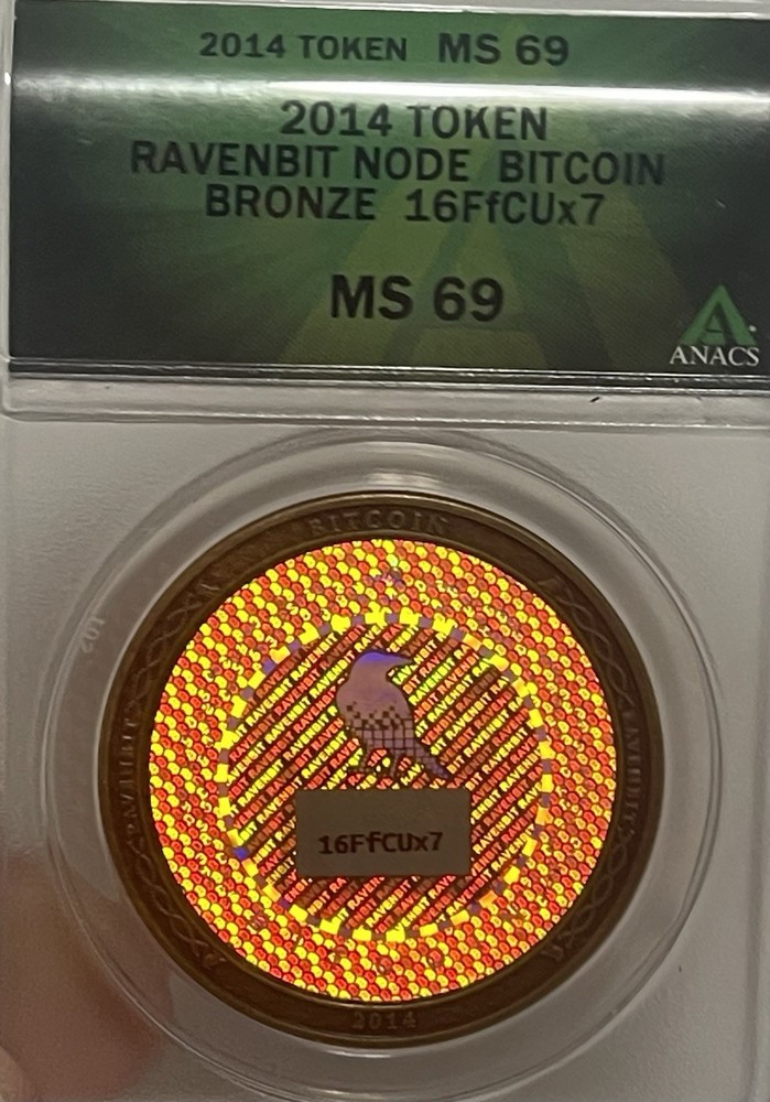 2014 Ravenbit Node Bitcoin (unredeemed) .005 BTC Series 2. Bronze. Gray Label.
