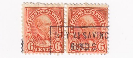 STAMPS US SCOTT 638 "Garfield" 6 CENT 1927 USED FANCY HORIZ. PAIR - E