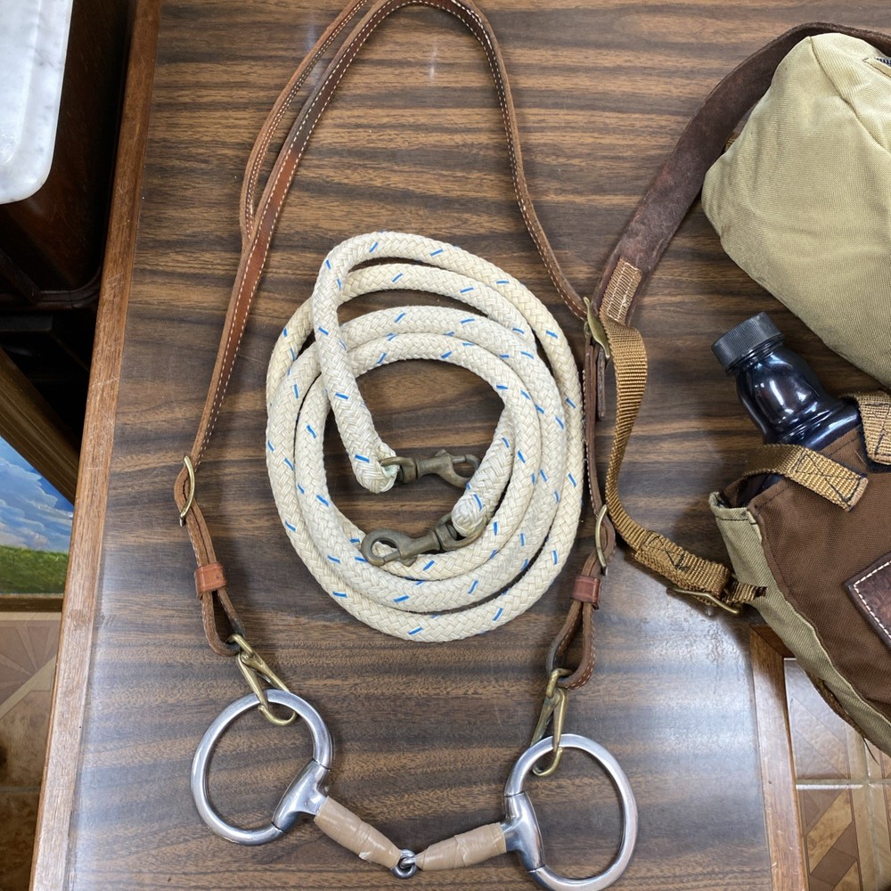 HEADSTALL, REINS, SNAFFLE, POMMEL BAG, CANTEEN
