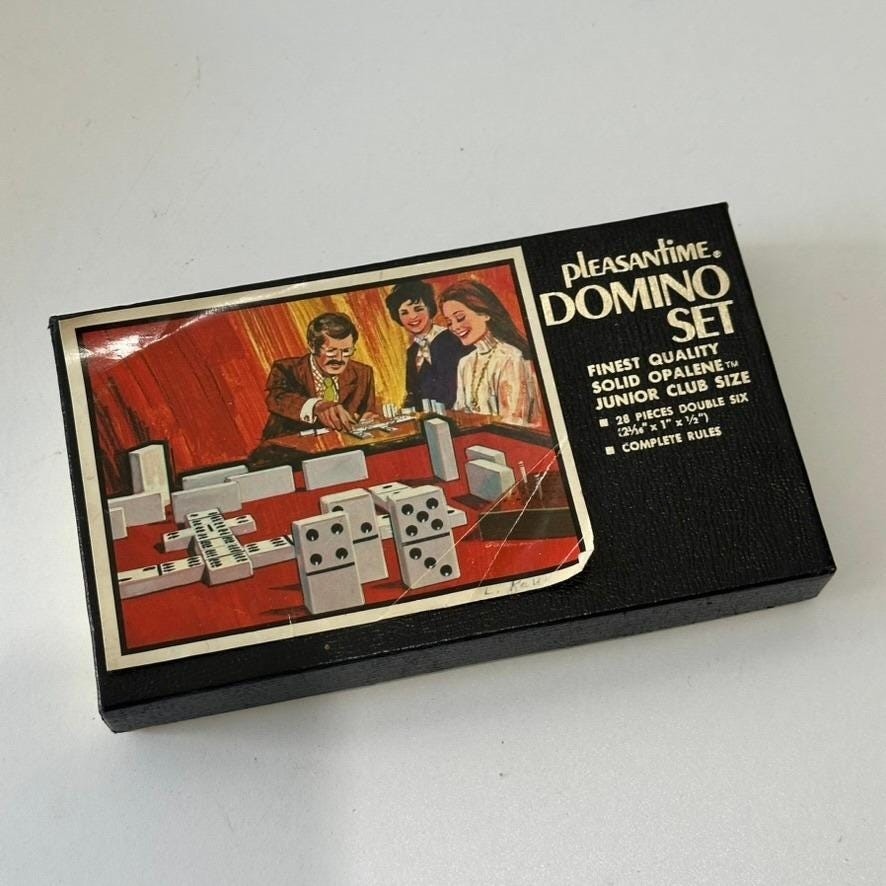 Vintage Pleasantime Domino Set Solid Opalene Junior Club Size  Double Six