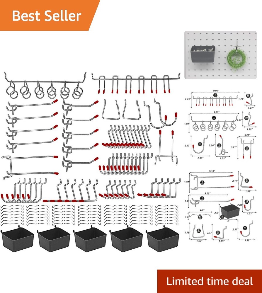 Multi-Color Metal Pegboard Hooks for Workshop Organization
