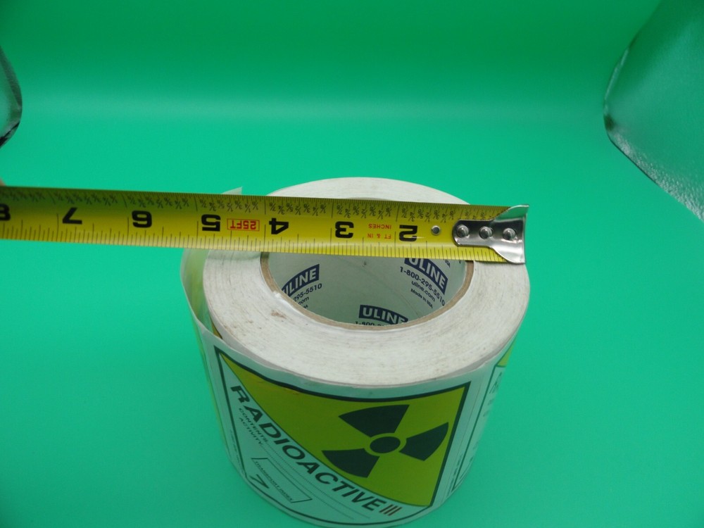 ULINE RADIOACTIVE III 7 STICKER ROLL 4"x4"