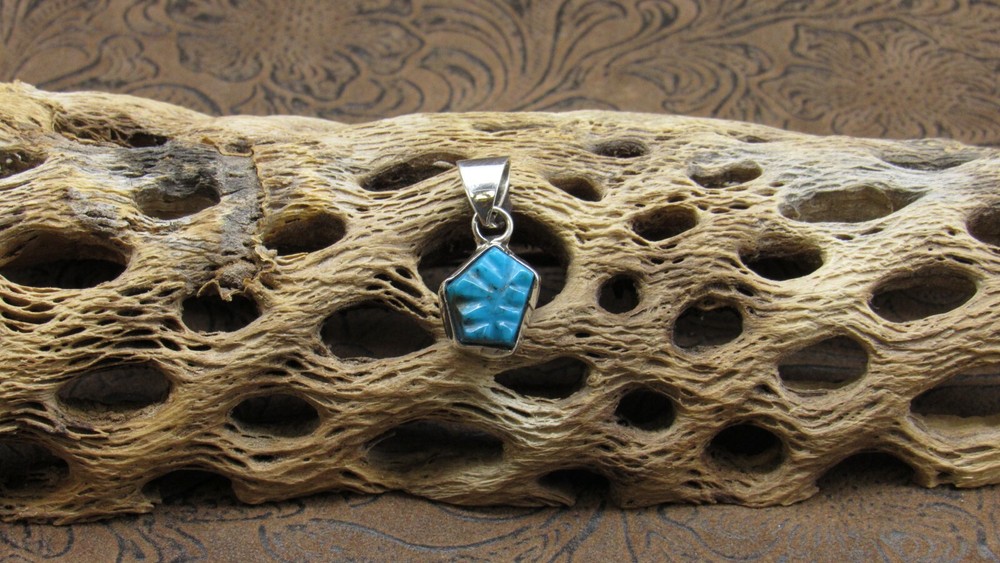 *Turquoise Geometric Shape Sterling Silver Pendant