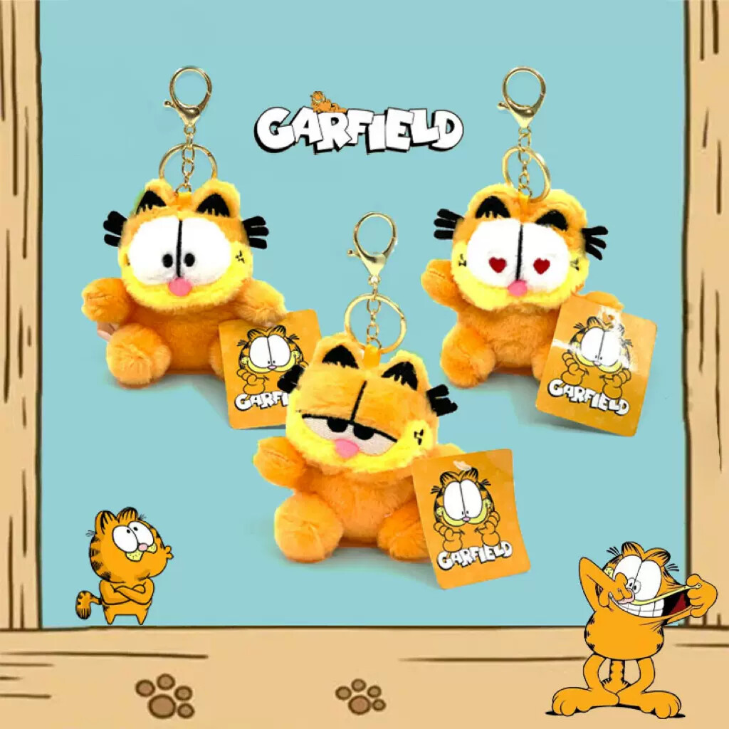 4 '' Mini Cute cartoon Garfield plush doll keychain Pendant Kid presents gifts