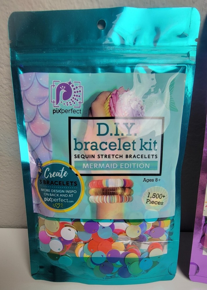 DIY Sequin Stretch Bracelet Kit (2 kits makes 6 bracelets total)