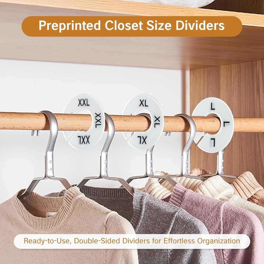 BRBASAP 8pc Closet Divider Rings Size Tags