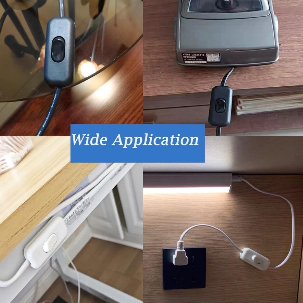 Inline Cord Switch, 2PCS On/Off Lamp Control Appliance Switch AC120V White-B