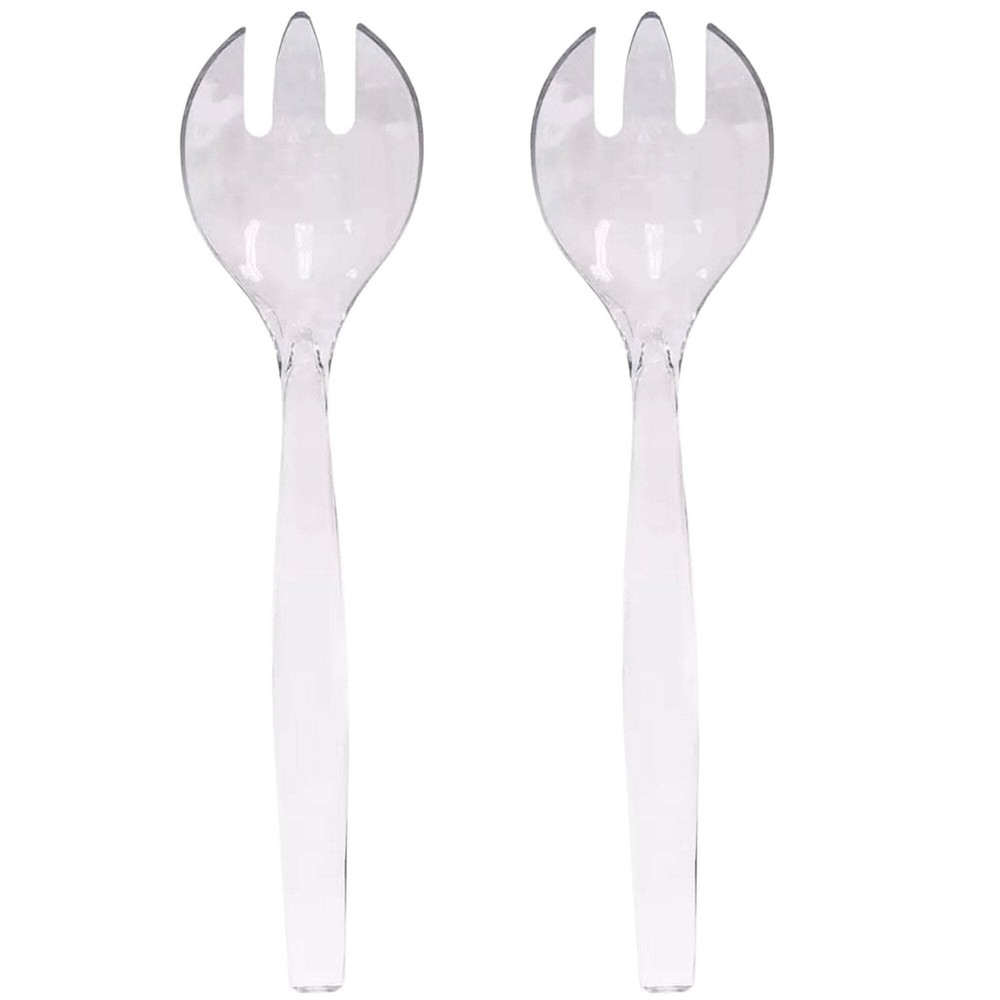 Disposable Clear Plastic 10" Serving Forks- 2 Pack