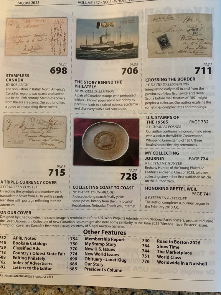 American Philatelist Magazine 2023, August